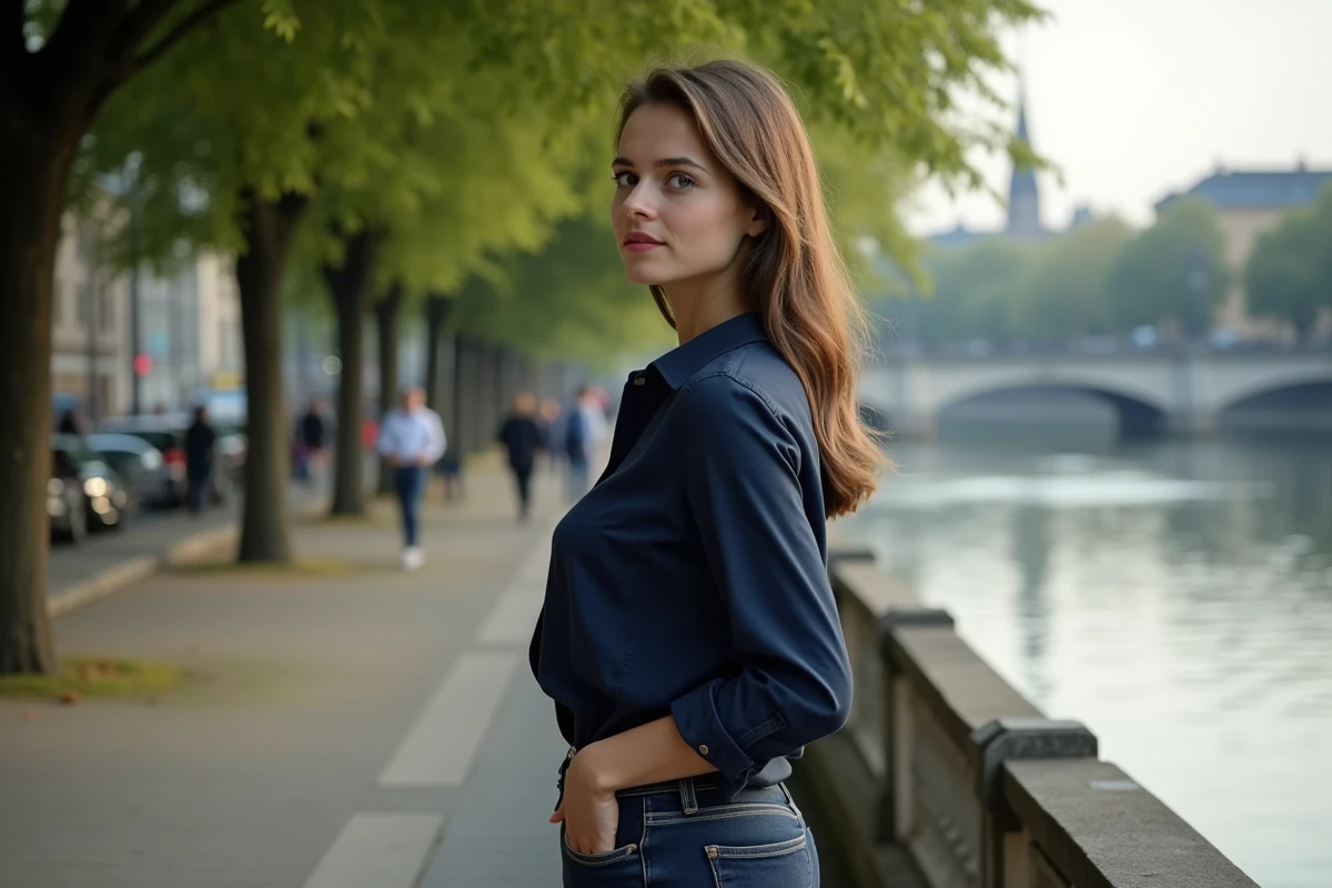 Jeune femme marchant le long d