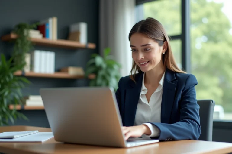 Jeune femme professionnelle en bureau universitaire