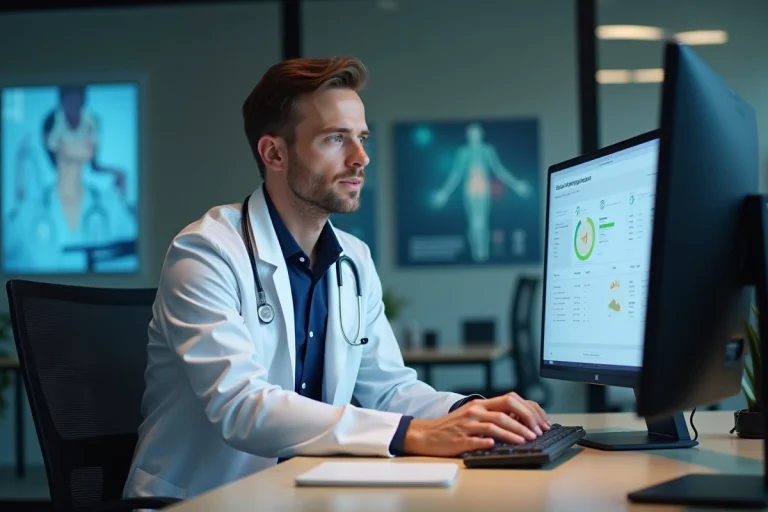 Médecin en blouse blanche dans une clinique moderne